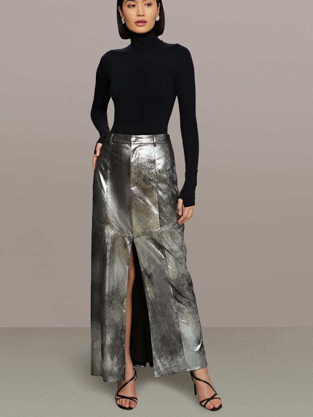 AMUR Jil Midi Leather Skirt - New